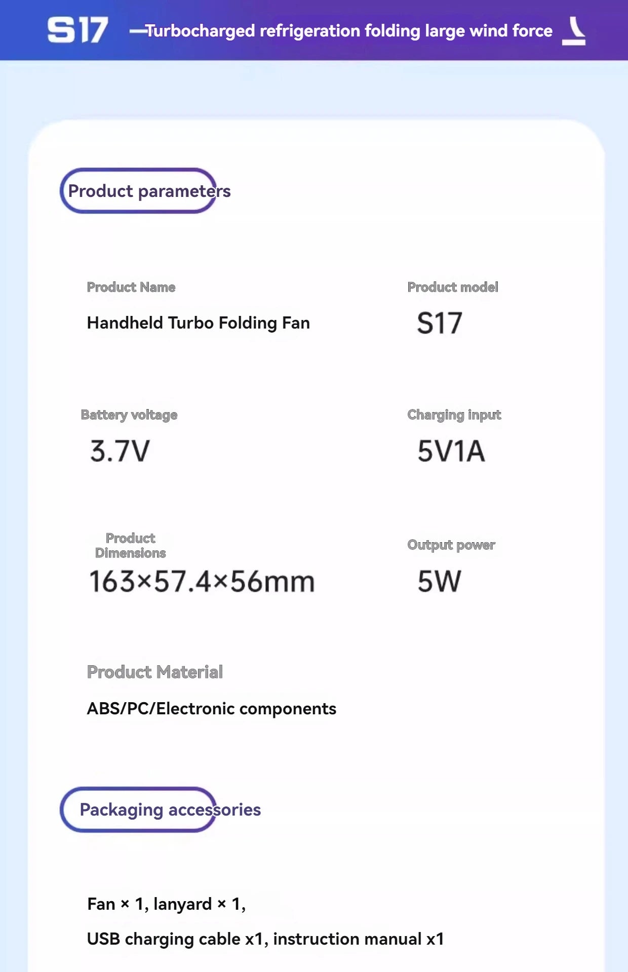 Handheld Ice Cooling Fan